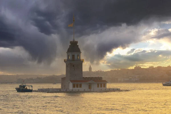 Новодевичья Башня Закат Туман — стоковое фото