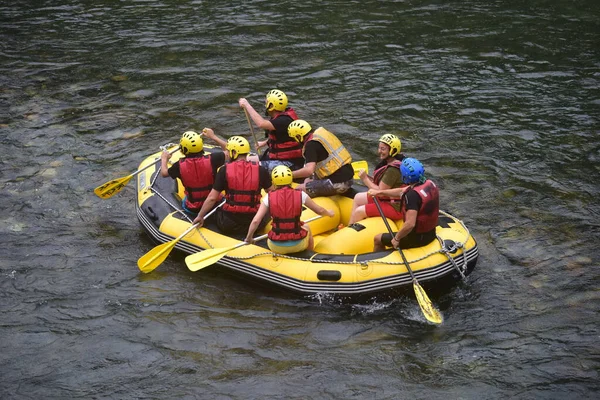 stock image Tourists who rafting on the river storm (Firtina Deresi)