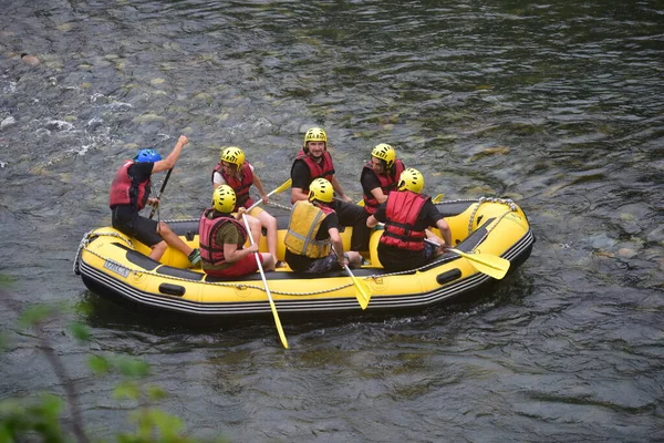 stock image Tourists who rafting on the river storm (Firtina Deresi)