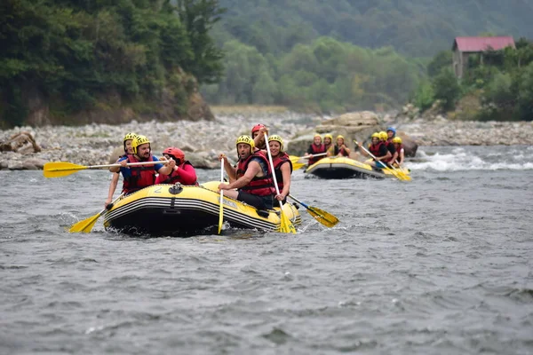 stock image Tourists who rafting on the river storm (Firtina Deresi)