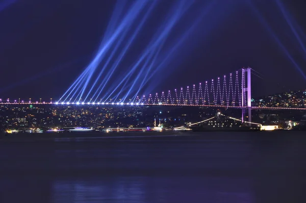 Vuurwerk Boven Bosporus Straat Tijdens Vieringen Van Turkse Republiek — Stockfoto