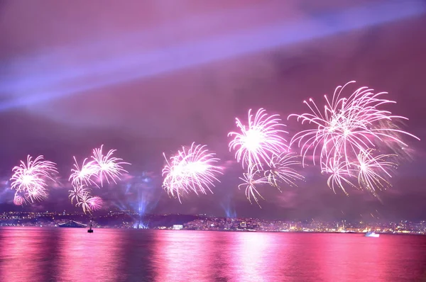 Жовтня День Республіки Ekim Cumhuriyet Bayrami Святкування Fireworks Display Photo — стокове фото