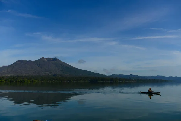 Prachtig Uitzicht Het Batur Meer Met Uitzicht Kalme Mooie Batur — Stockfoto