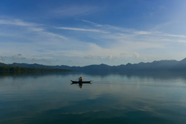 stock image Beautiful view of Lake Batur overlooking the calm and beautiful Mount Batur