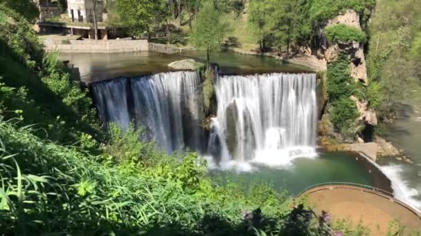 Wasserfall Pliva Jajce Bosnien Und Herzegowina Urlaub Und Reisen Wasser — Stockvideo