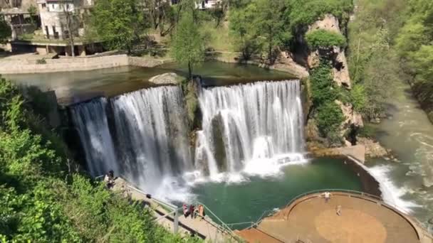 Vodopád Pliva Jajcích Bosna Hercegovina Prázdniny Cestování Vodu Živé Barvy — Stock video