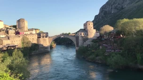 Mostar Bosnia Herzegovina Puente Viejo Mostar — Vídeos de Stock