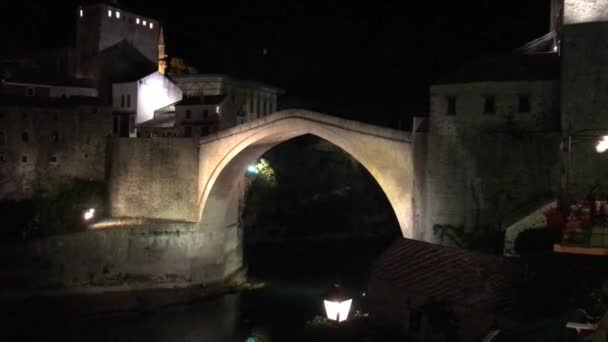 Mostar Bosnien Och Hercegovina Den Gamla Bron Mostar — Stockvideo