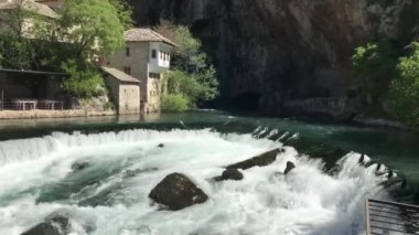 Beautiful village Blagaj and waterfall on Buna spring and waterfall in Bosnia and Herzegovina