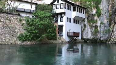 Beautiful village Blagaj and waterfall on Buna spring and waterfall in Bosnia and Herzegovina