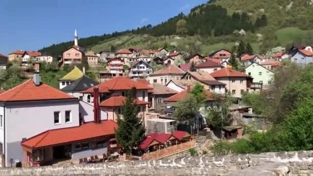 Konjic Gamla Bro Ovanför Floden Neretva Konjic Bosnien Och Hercegovina — Stockvideo