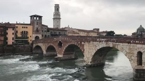 Πόντε Πιέτρα Ponte Pietra Γνωστή Κάποτε Pons Marmoreus Είναι Μια — Αρχείο Βίντεο