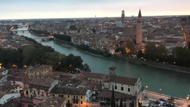 Verona Veneto Bölgesi Talya Nın Güzel Günbatımı Hava Manzarası Hızlandırılmış — Stok video