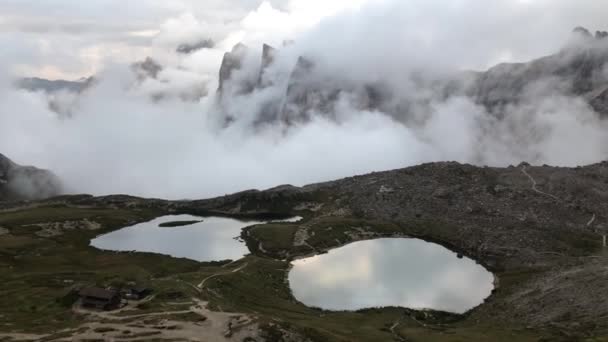 ドロミテ アルプス イタリアのチーム国立公園や3つのピークがあります — ストック動画