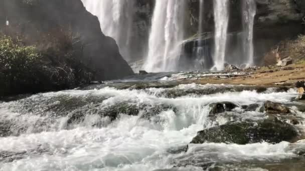 Великолепный Вид Водопад Тортум Утром Самый Большой Водопад Турции Водопад — стоковое видео