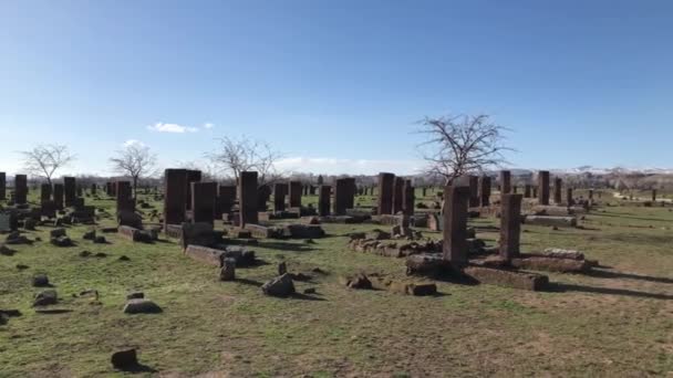 Historischer Friedhof Ahlat Seldschuk Square — Stockvideo
