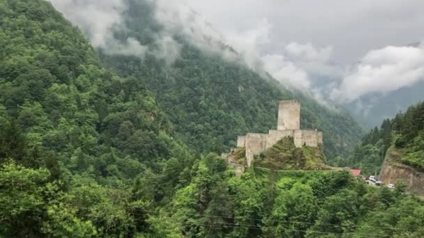 Zilkale Kastély Rize Ben Törökországban Középkori Kastély Található Firtina Völgy — Stock videók