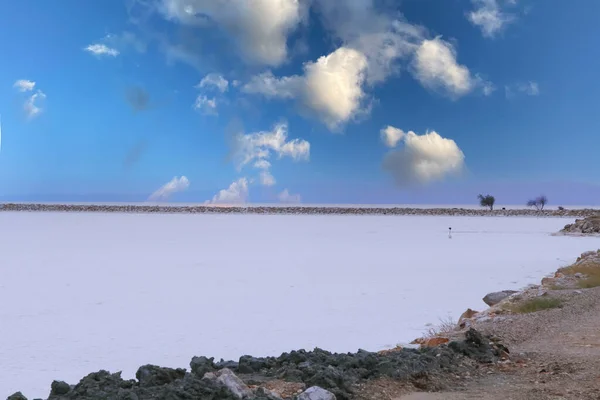 Salt Lakein Turk Lago Salino Que Ocupa Uma Enorme Área — Fotografia de Stock