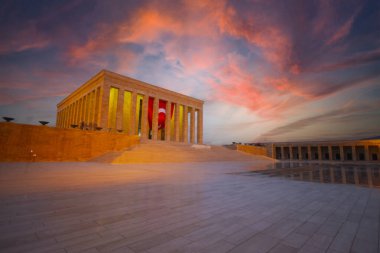 Atatürk 'ün muhteşem günbatımında anıt mezar - Ankara, Türkiye