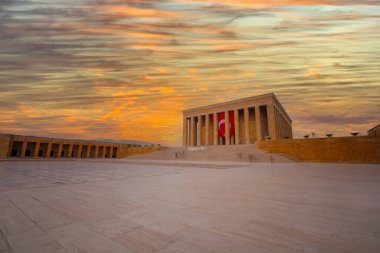 Atatürk 'ün muhteşem günbatımında anıt mezar - Ankara, Türkiye