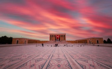 Atatürk 'ün muhteşem günbatımında anıt mezar - Ankara, Türkiye