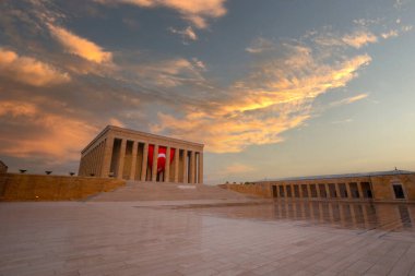 Atatürk 'ün muhteşem günbatımında anıt mezar - Ankara, Türkiye