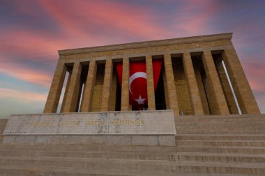 Atatürk 'ün muhteşem günbatımında anıt mezar - Ankara, Türkiye