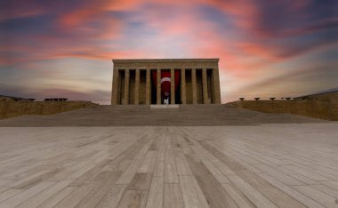Atatürk 'ün muhteşem günbatımında anıt mezar - Ankara, Türkiye