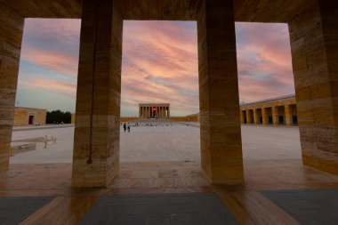 Atatürk 'ün muhteşem günbatımında anıt mezar - Ankara, Türkiye