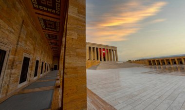 Atatürk 'ün muhteşem günbatımında anıt mezar - Ankara, Türkiye