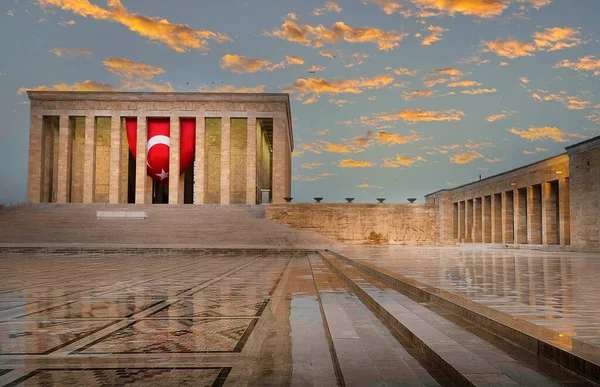 stock image Mausoleum of Ataturk at amazing sunset - Ankara, Turkey