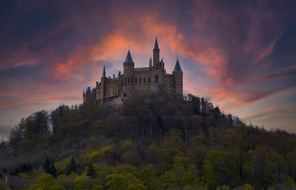 Vue Château Hohenzollern Dans Les Alpes Souabes Bade Wurttemberg Allemagne — Photo
