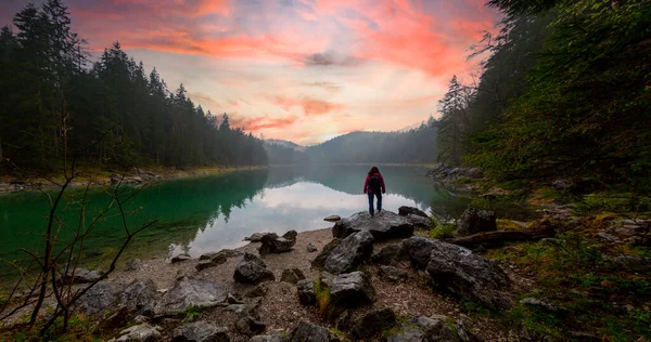 Lindo Lago Eibsee Verão Baviera Alemanha — Fotografia de Stock