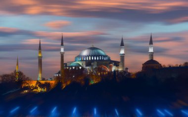 İstanbul, Türkiye 'de Ayasofya manzarası çok güzel