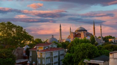 İstanbul, Türkiye 'de Ayasofya manzarası çok güzel