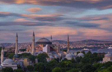 İstanbul, Türkiye 'de Ayasofya manzarası çok güzel