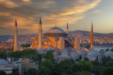 İstanbul, Türkiye 'de Ayasofya manzarası çok güzel
