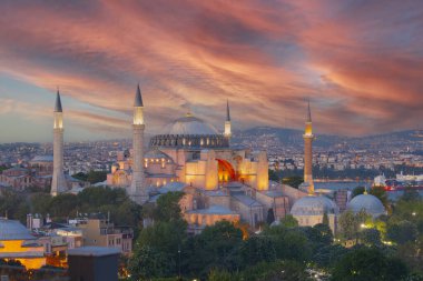 İstanbul, Türkiye 'de Ayasofya manzarası çok güzel