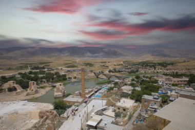Hasankeyf bölgesinin manzara. Anadolu, Türkiye'de antik yerleşim alanı