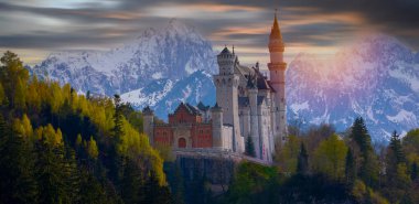 Almanya 'daki Neuschwanstein kalesi.