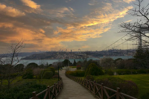 Fatih Sultan Mehmet Bridge View Otagtepe Park Istanbul — Photo