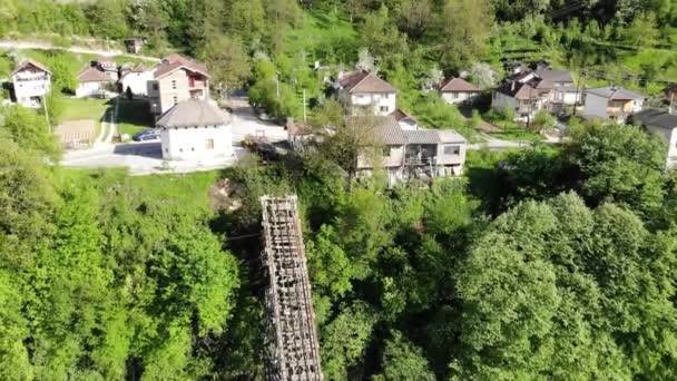 Σιδηροδρομική Γέφυρα Jablanica Πάνω Από Φαράγγι Του Ποταμού Νερέτβα Που — Αρχείο Βίντεο