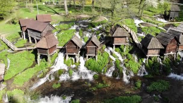 Jajce Město Bosně Hercegovině Známý Pro Krásné Pliva Vodopád — Stock video