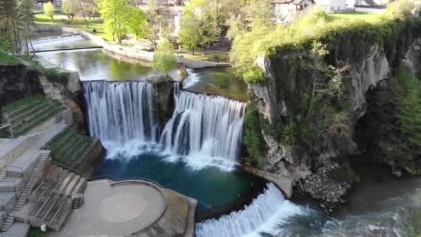 Jajce Stadt Bosnien Und Herzegowina Berühmt Für Den Schönen Pliva — Stockvideo