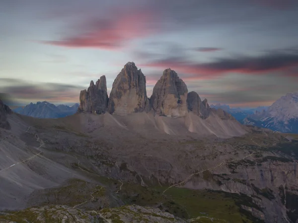 Slavný Tre Cime Lavaredo Který Nachází Mezi Benátskem Jižním Tyrolskem — Stock fotografie