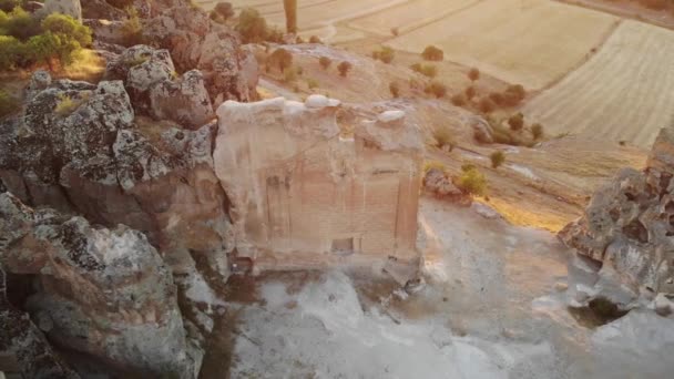 Statikus Phrygian Midas Rock Monument Néven Ismert Yazilikaya Írott Rock — Stock videók