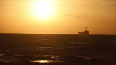 Güçlü dalgalar ve kumsala vuran rüzgar