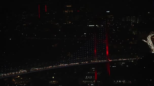 Panorama Del Puente Del Bósforo Luces Ciudad Estambul Desde Buyuk — Vídeos de Stock