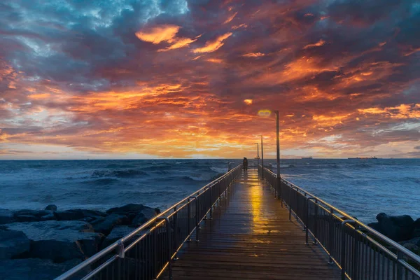 Stambuł Plaża Florya Zachód Słońca Sfotografowany Techniką Długiej Ekspozycji — Zdjęcie stockowe