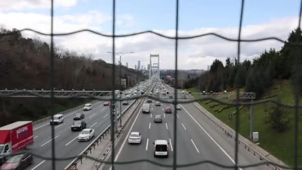 Fatih Sultan Mehmet Bridge Uitzicht Vanaf Otagtepe Park Istanbul — Stockvideo